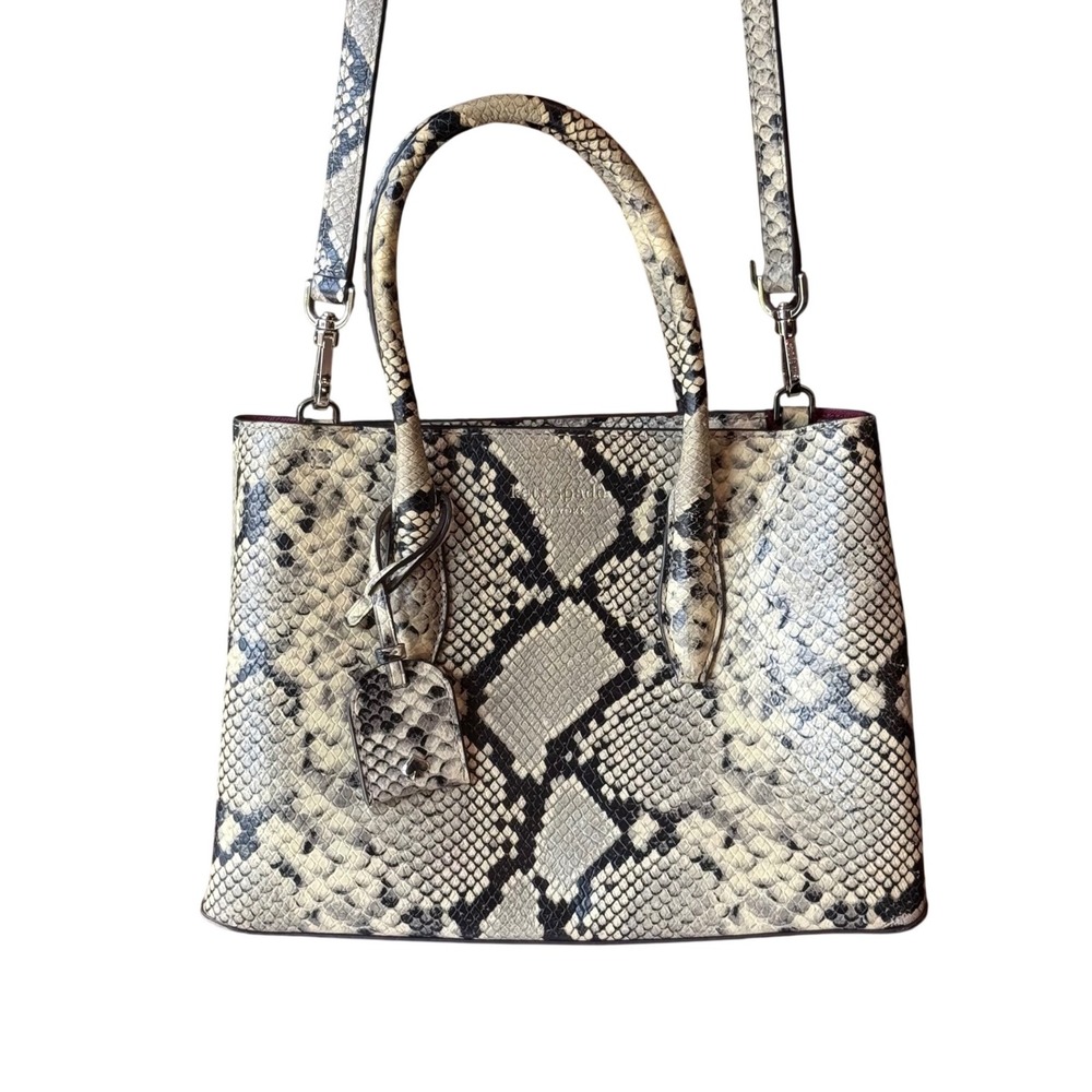Kate Spade Python Print Leather Satchel Crossbody Tote Bag